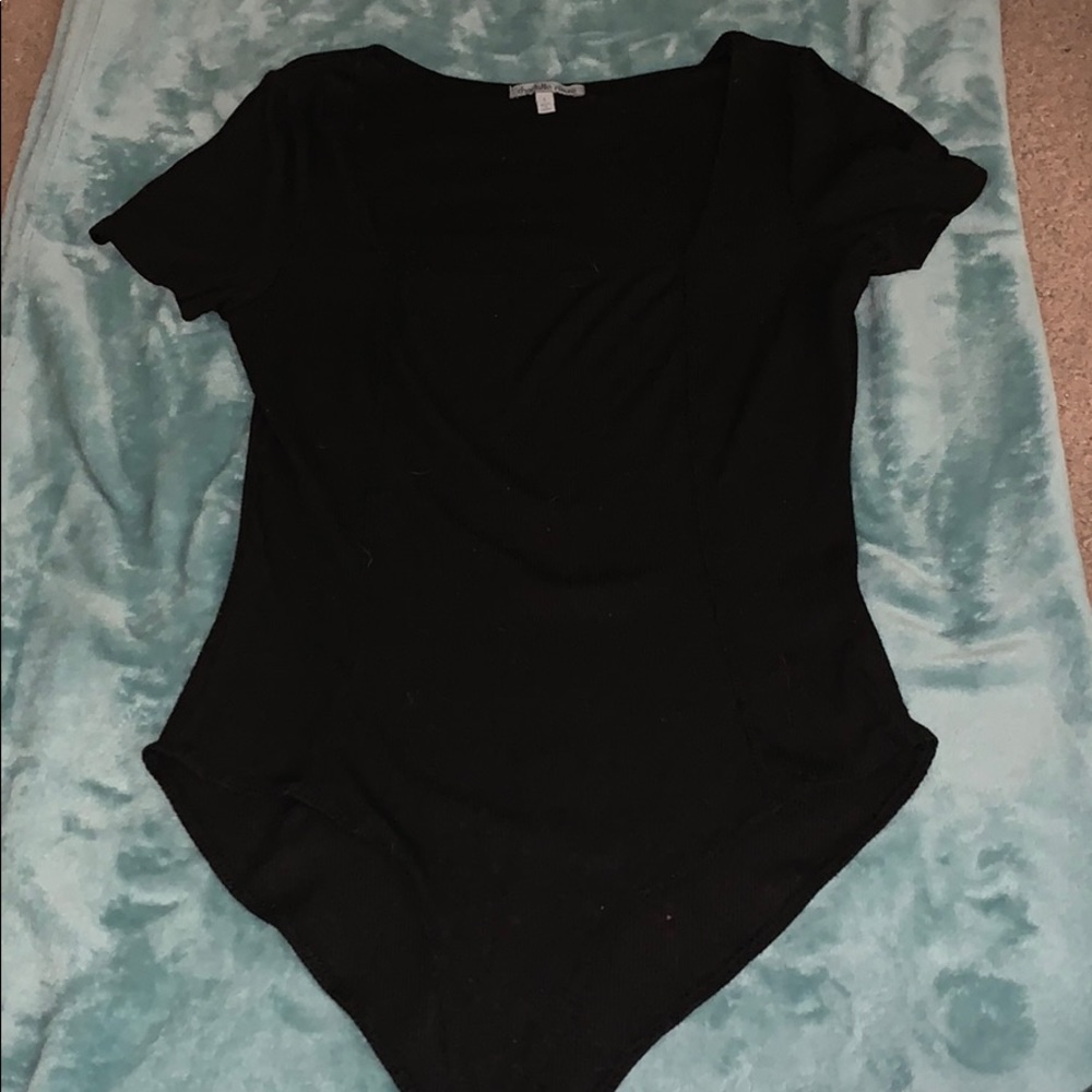 Black ribbed body suite